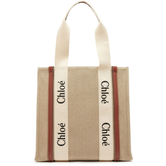 BRAND NEW CHLOE WOODY CANVAS TOTE SHOULDER BAG NWT! - Picture 1 of 13